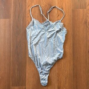 Victoria's Secret Light Blue Lace Trim Bodysuit